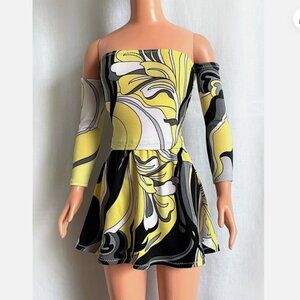 Multicolor Top & Mini Skirt for My Size Barbie Doll 36" Yellow-white-black New